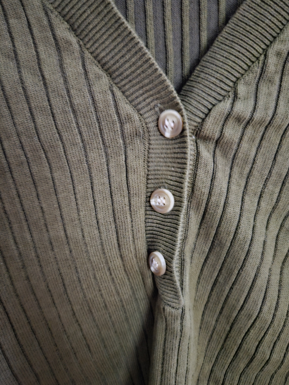 Lulu's Olive Green Ribbed Polo Button Top - Picture 3 of 4